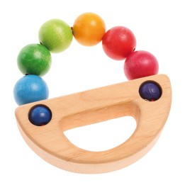 Mordedor de madera Anilla con bolitas Arco Iris