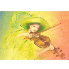 Postal Niño tocando violin
