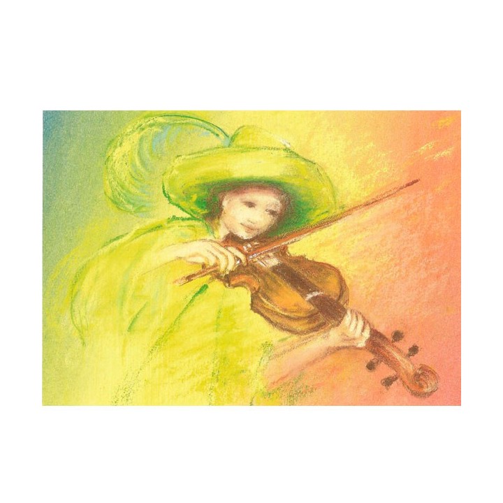 Postal Niño tocando violin