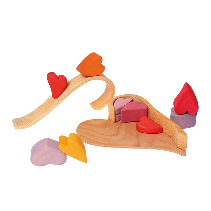 Corazones de madera - rosa grimms