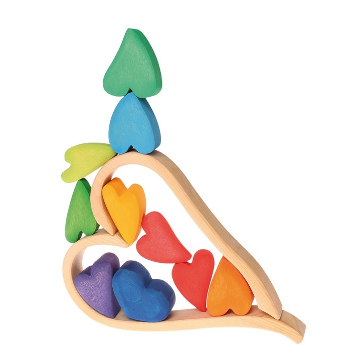 Corazones de madera - arco iris grimms