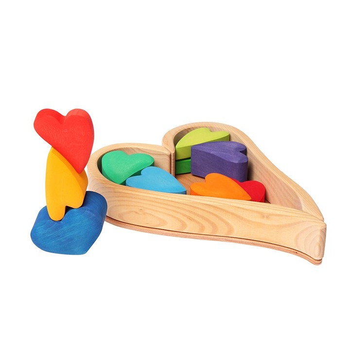 Corazones de madera - arco iris grimms