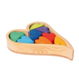 Corazones de madera - arco iris grimms