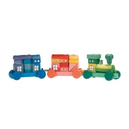 Tren de madera de colores.