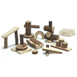 Tronquitos de madera con corteza.