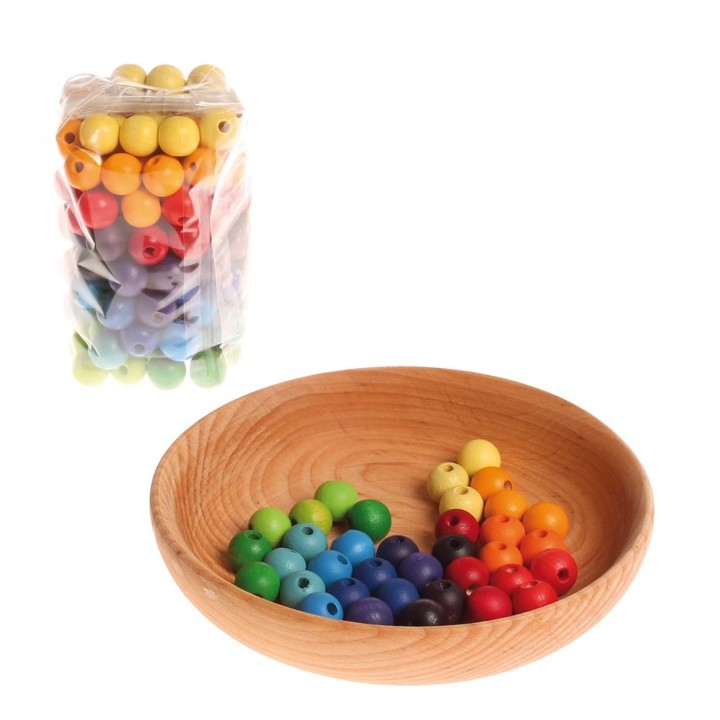 Bolitas de madera arcoiris - 12 mm